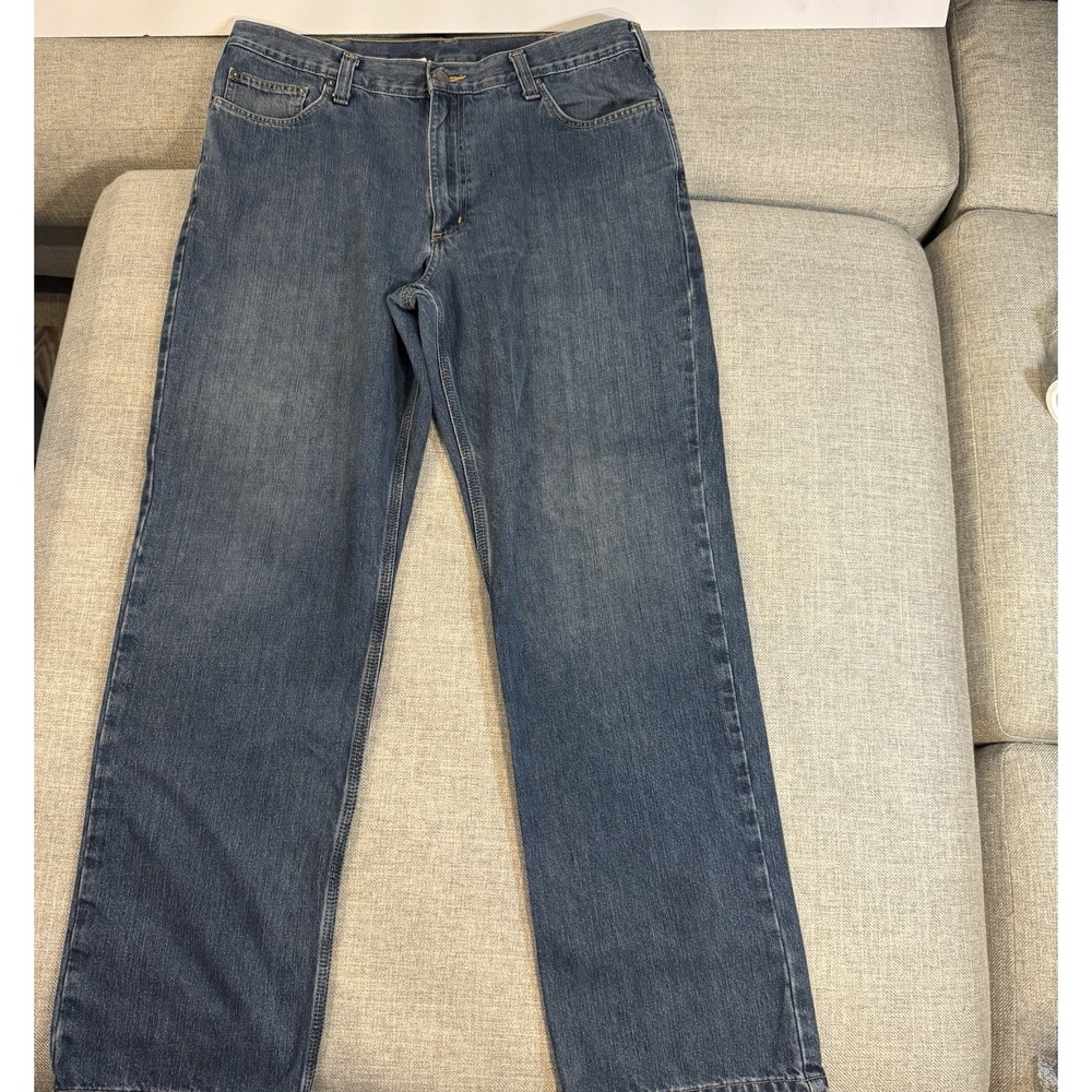 Carhartt Relaxed Fit Jeans Mens 38x34 Straight Leg Work Denim‎ Blue